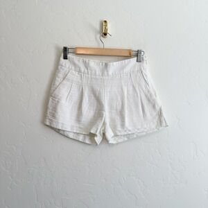 J.Crew | Linen Cotton Blend Pleated Mini Pleated A2527 Shorts in Ivory White
